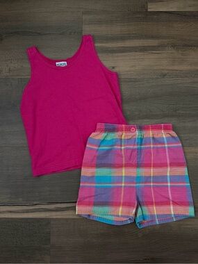Vintage 90s Honors Girls' Tank Top & Plaid Shorts Set Size Small 6/6x